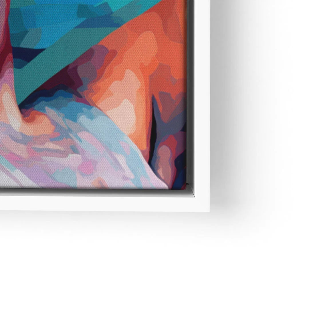 Modernes Wandbild in bunten Farben mit abstrakter Ballerina, Nahaufnahme auf Leinwand