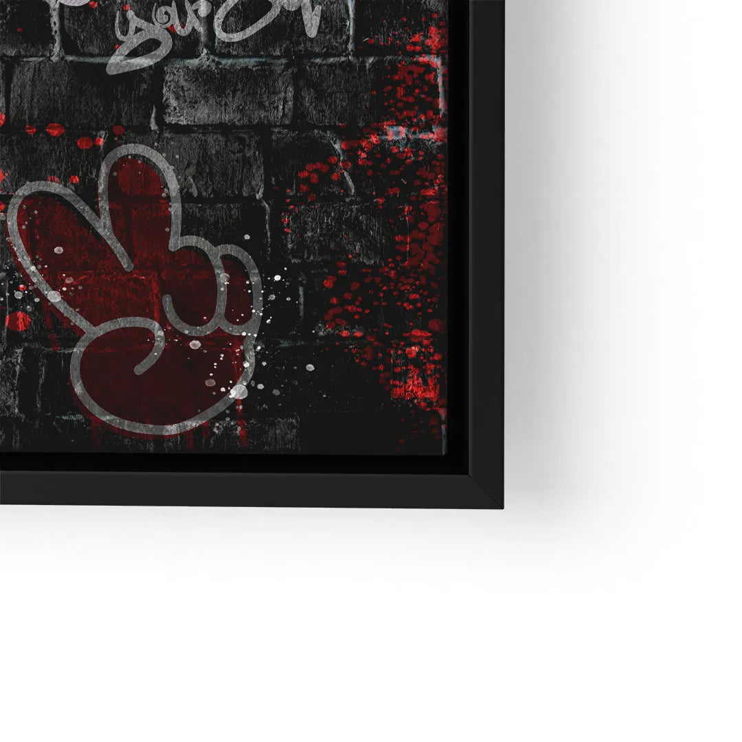 Modernes Berlin Wandbild mit Peace-Zeichen, Graffiti-Stil und roter Farbgestaltung auf Leinwand