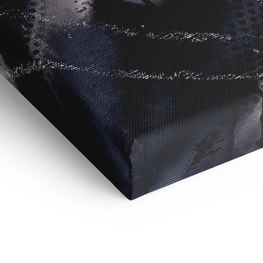 Detailansicht einer schwarz-weißen Leinwand mit Löwenmotiv, moderne Wandkunst