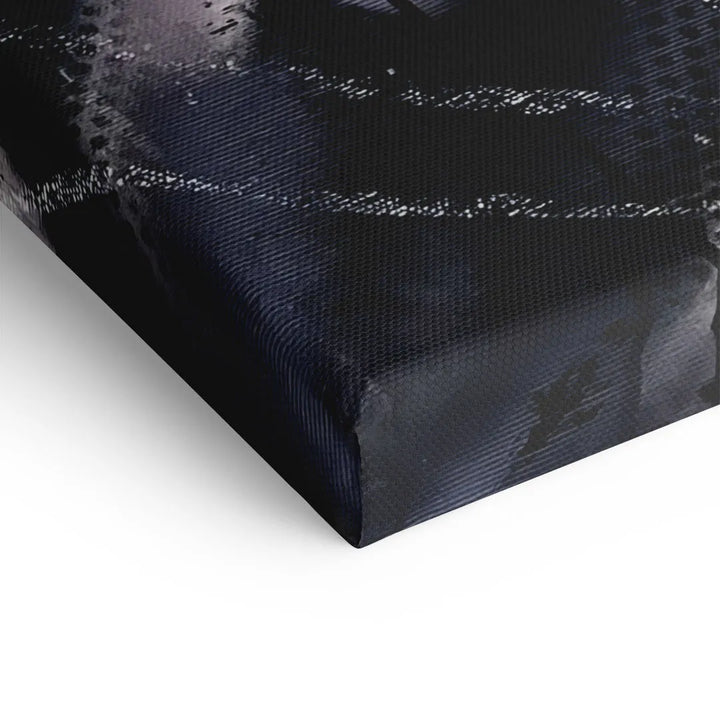 Detailansicht einer schwarz-weißen Leinwand mit Löwenmotiv, moderne Wandkunst