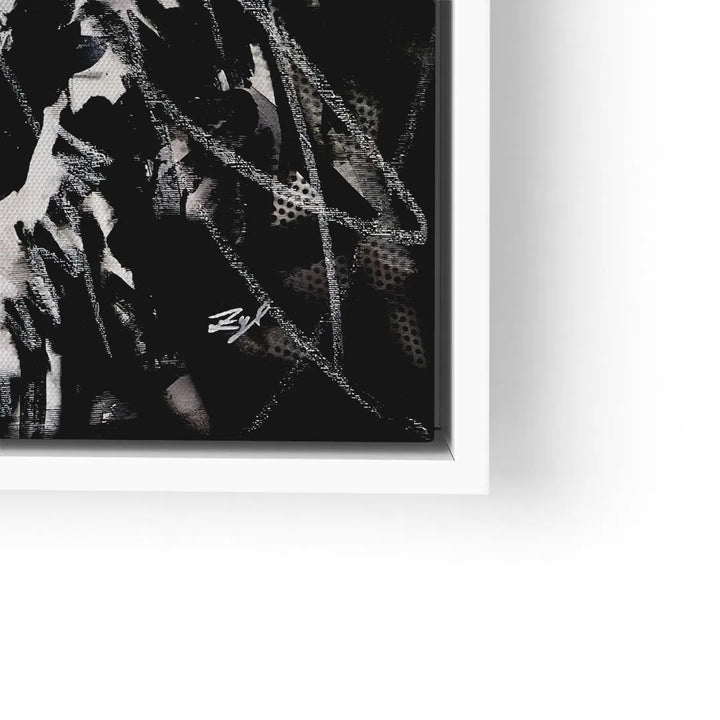 Modernes Wandbild mit abstraktem schwarz-weiß Löwenmotiv in Akryl-Optik, Kunst kaufen