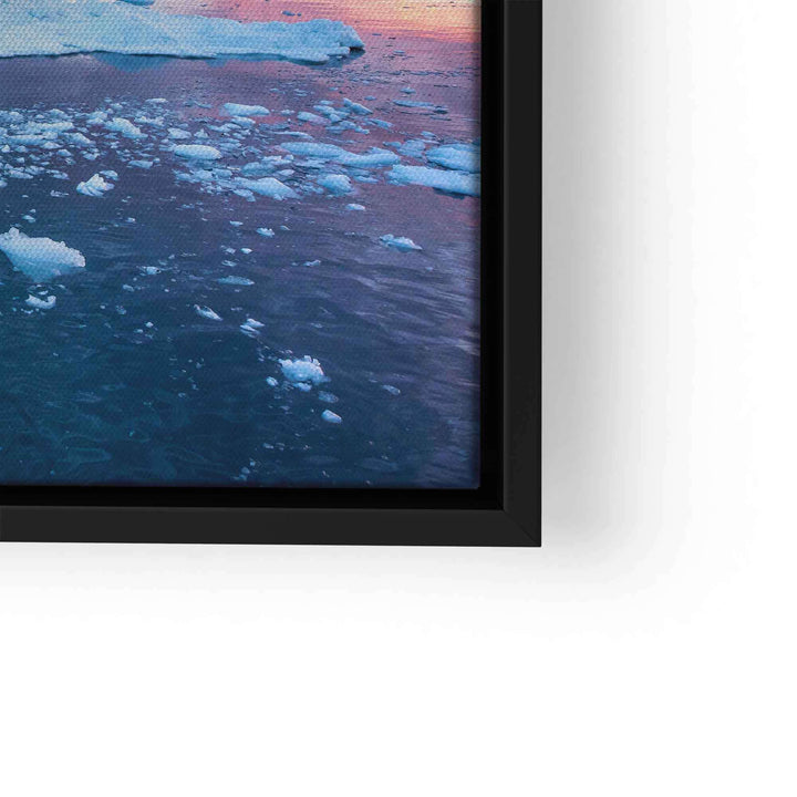 Wandbild mit blauem Eisberg auf Meer, Natur-Motiv, Sonnenuntergang, Kunstdruck