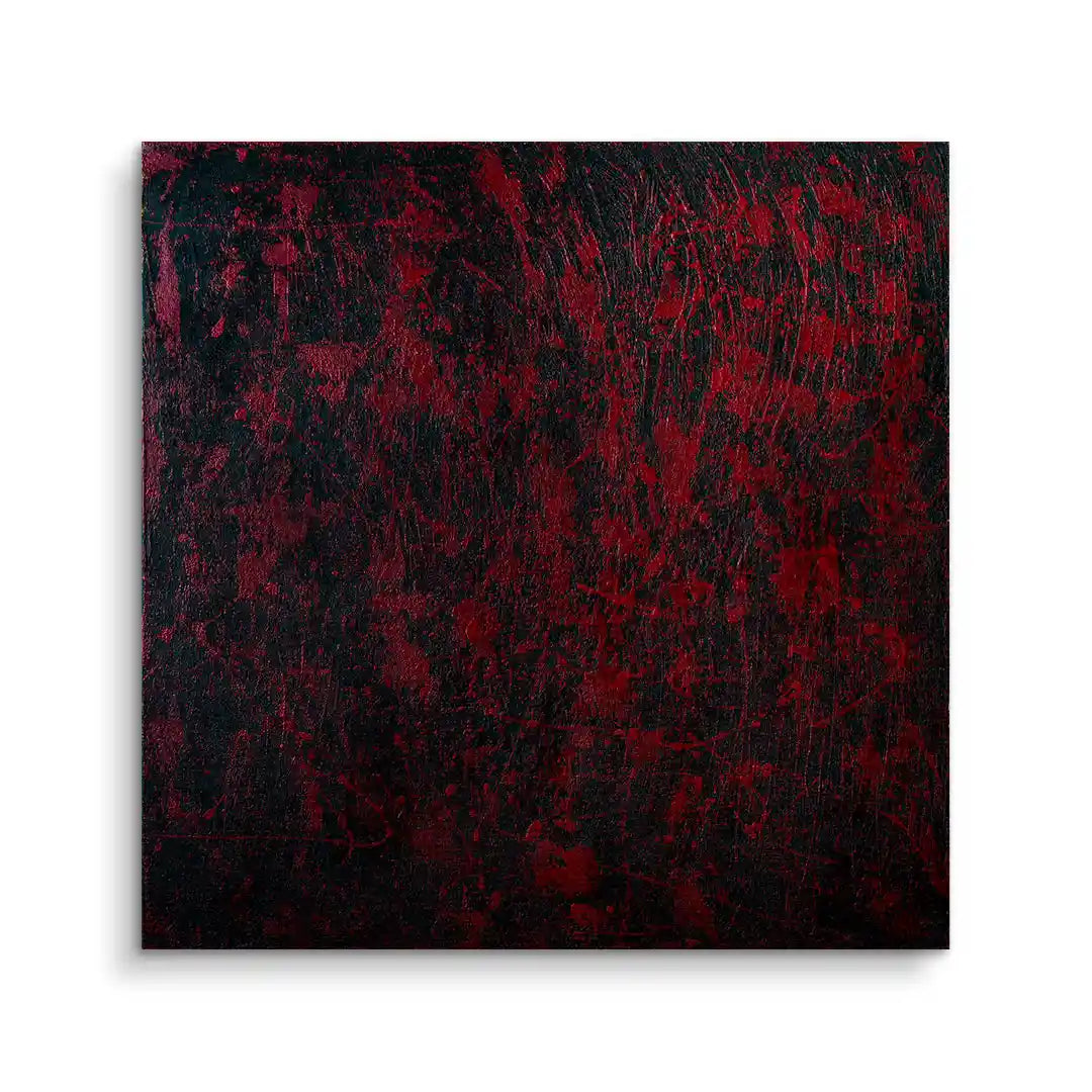 Modernes abstraktes Wandbild mit roter und schwarzer Struktur, kunstvolles Design