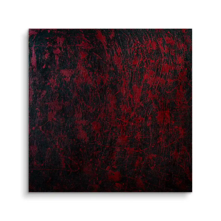 Modernes abstraktes Wandbild mit roter und schwarzer Struktur, kunstvolles Design