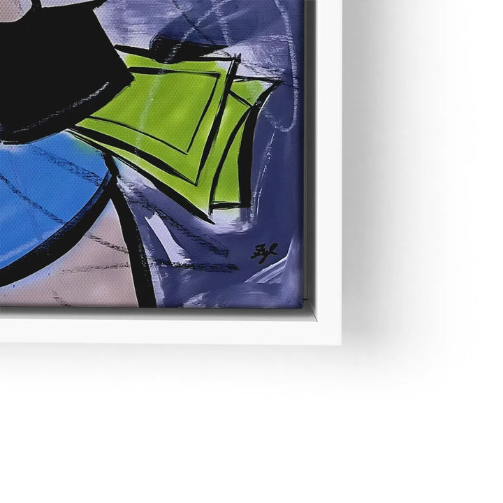 Modernes Wandbild mit abstraktem Jungen-Motiv, kräftige Farben und geometrische Formen