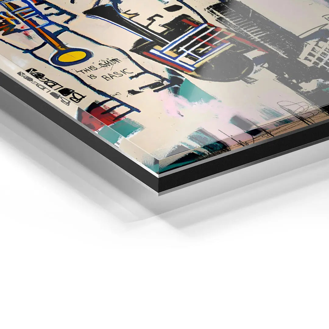 Detailansicht eines modernen Wandbilds auf Acrylglas mit Brass Band Kunstmotiv