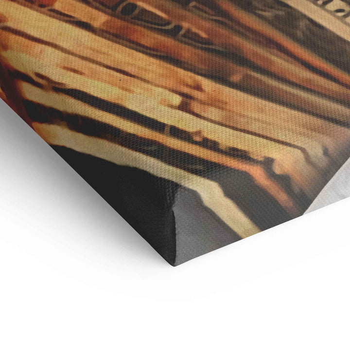 Detail Leinwandbild mit Stapel brennender Geldscheine, moderne Wandkunst