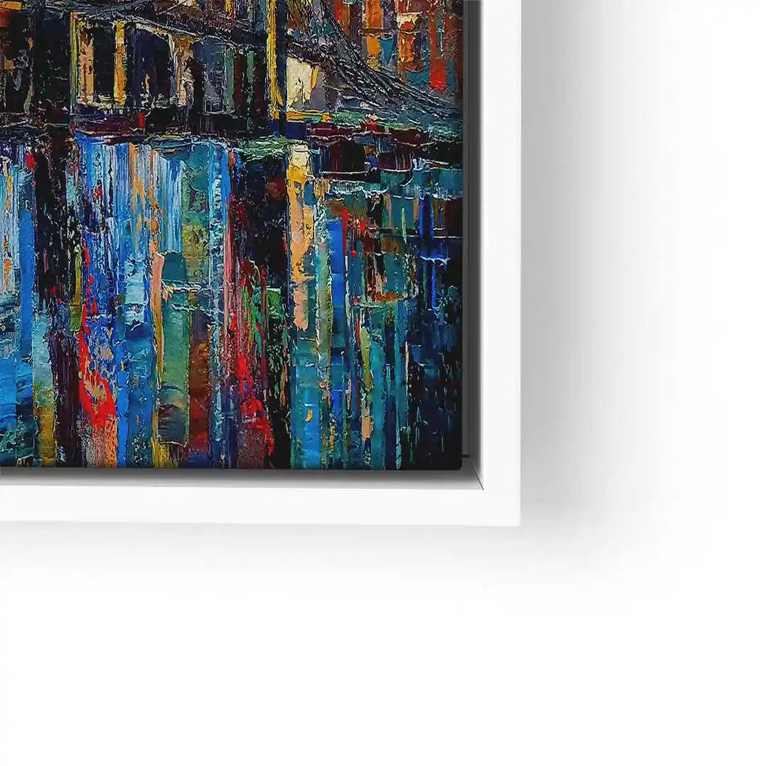 Modernes Wandbild Brooklyn mit bunten abstrakten Farben, detailreiche Textur, Kunstdruck im Rahmen