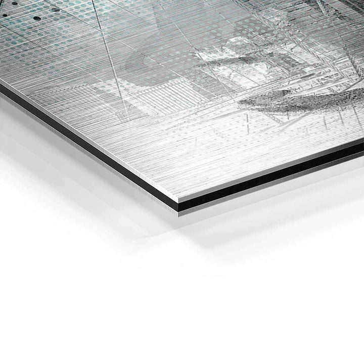 Detailaufnahme Wandbild auf Aluminium mit gebürsteter Oberfläche