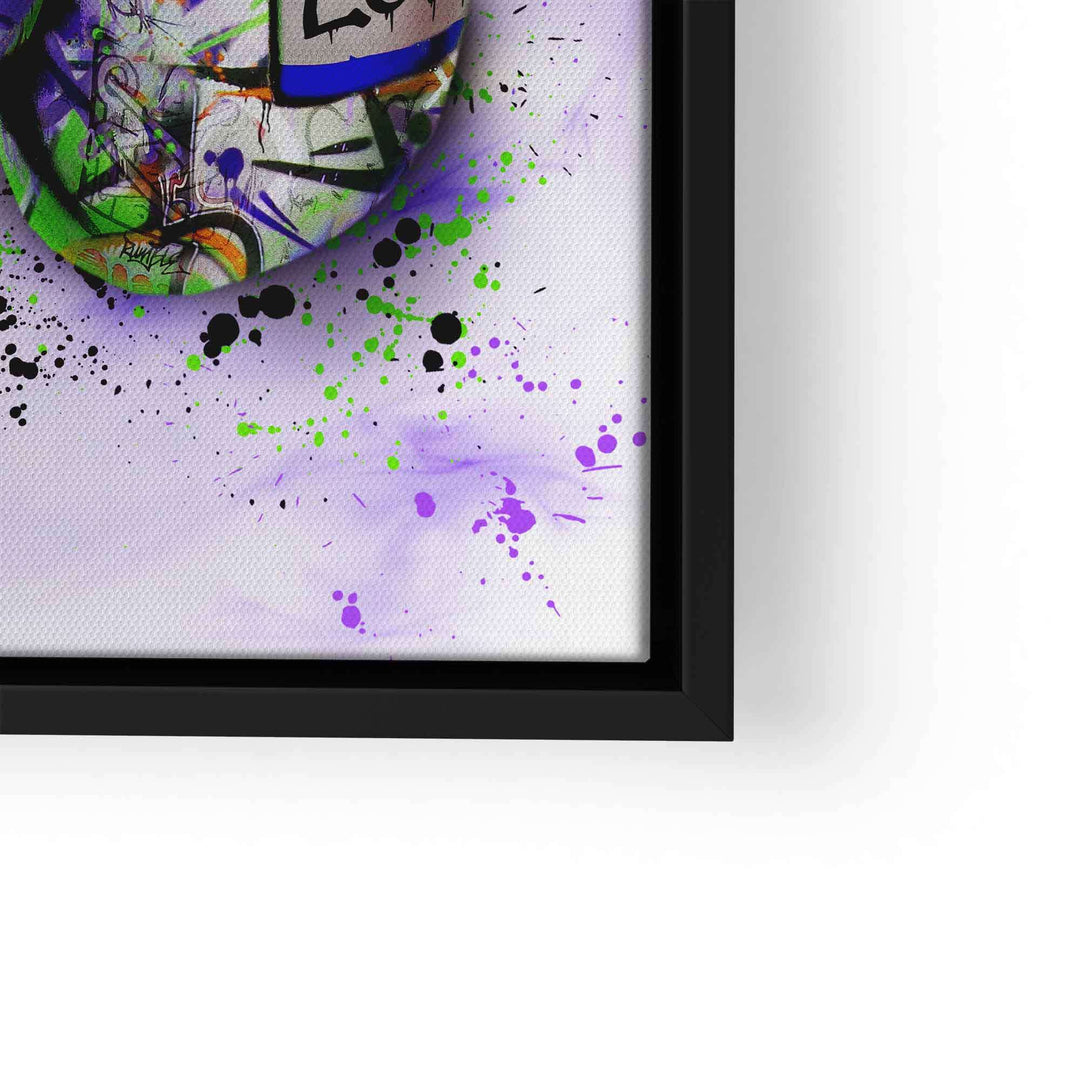 Wandbild mit bunter Boxhandschuh-Graffiti und Farbspritzern, moderner Pop Art Stil