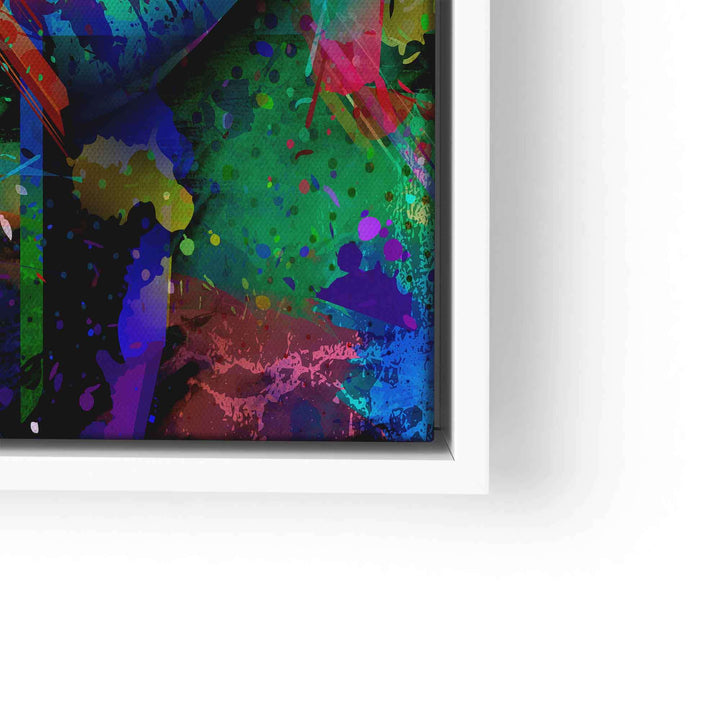 Modernes Wandbild mit bunter Pop Art Lippe und abstrakten Farbspritzern, Leinwanddruck