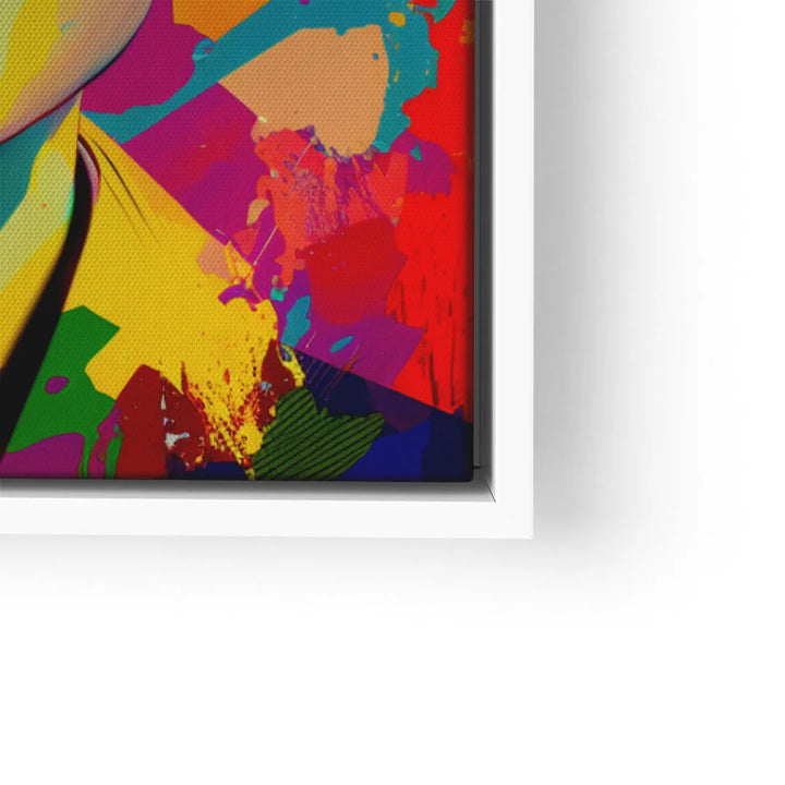 Modernes Wandbild mit Business-Frau, bunte Pop-Art Farben und abstrakte Formen