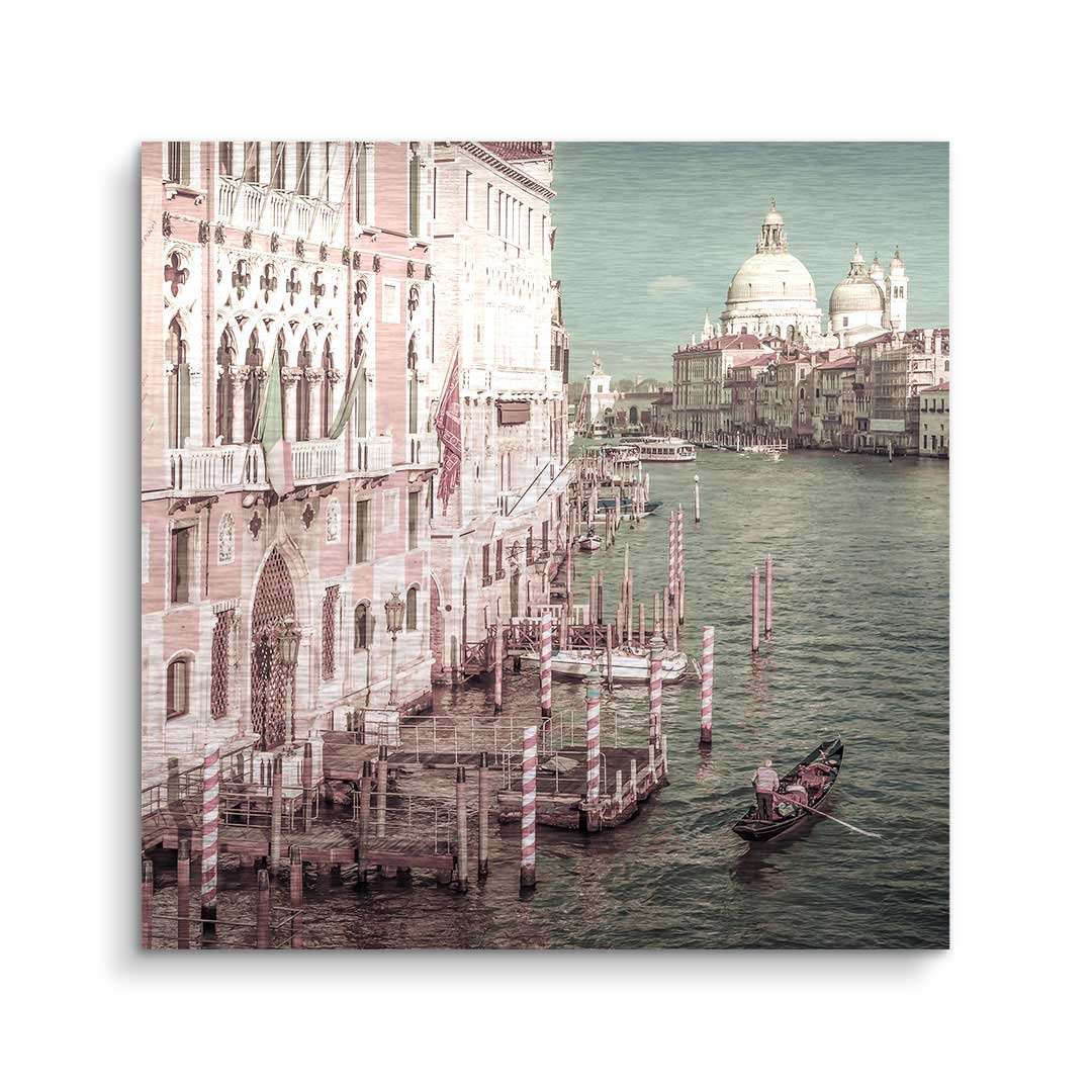 Wandbild Canal Grande Venedig mit Gondel, historischen Gebäuden und Wasserblick, moderne Kunst