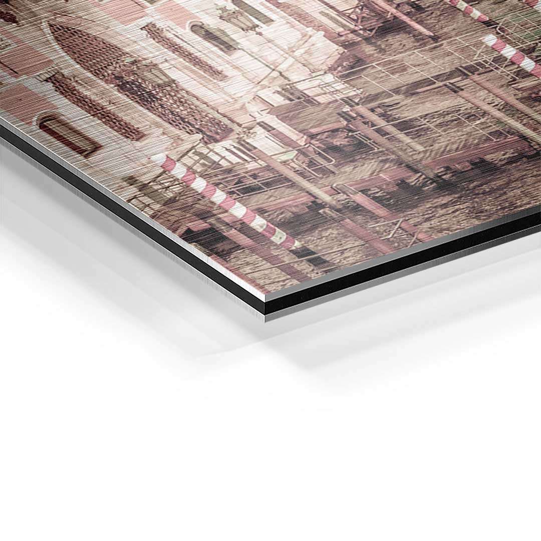 Detailaufnahme Wandbild Canal Grande Venedig auf Aluminium mit gebürsteter Oberfläche