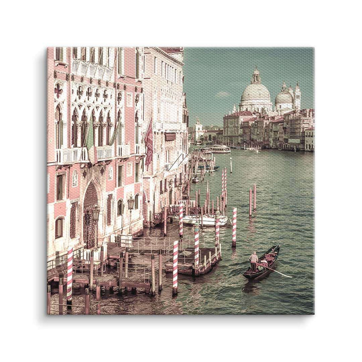 Wandbild mit Canal Grande in Venedig, Gondel, historischen Gebäuden und Wasserblick