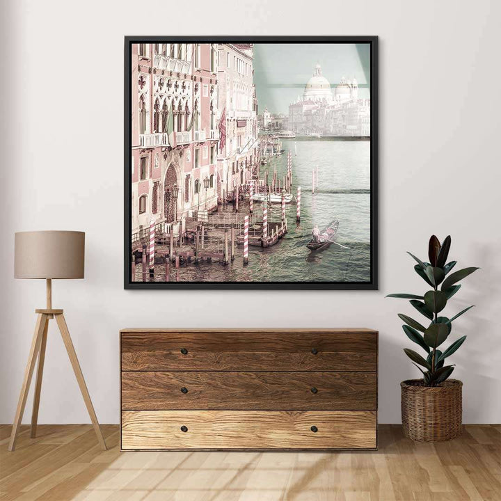 Wandbild mit Canal Grande Venedig, Gondel, historischen Gebäuden, moderne Wohnraumdeko