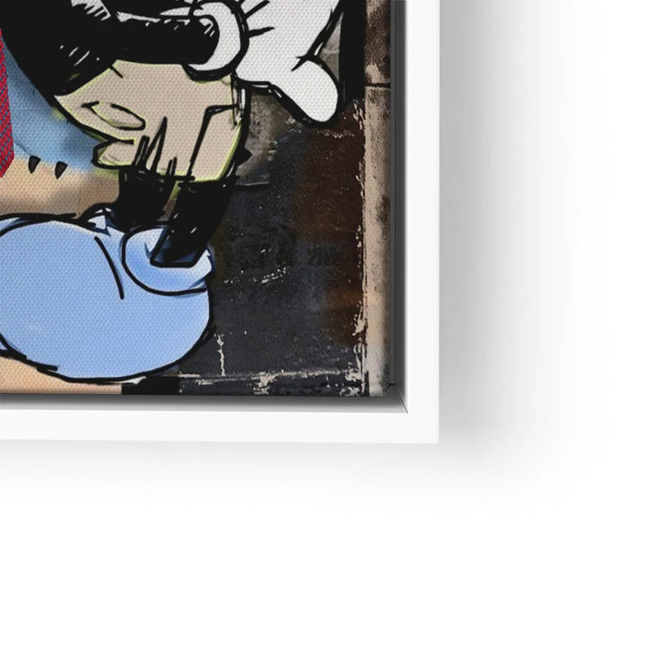 Modernes Pop Art Wandbild mit Comic-Figur, gerahmt, bunte Kunst für Wohnzimmer