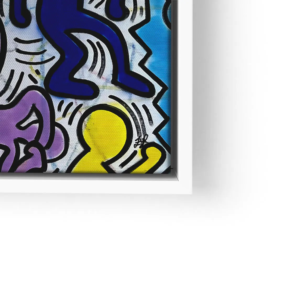 Modernes Wandbild mit bunten, abstrakten Figuren im Pop Art Stil auf Leinwand