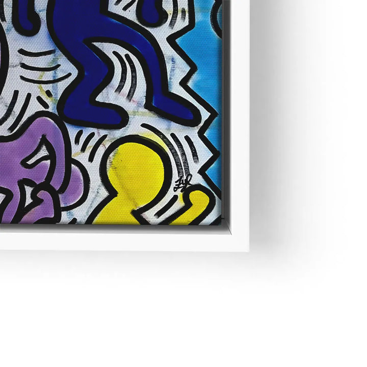 Modernes Wandbild mit bunten, abstrakten Figuren im Pop Art Stil auf Leinwand