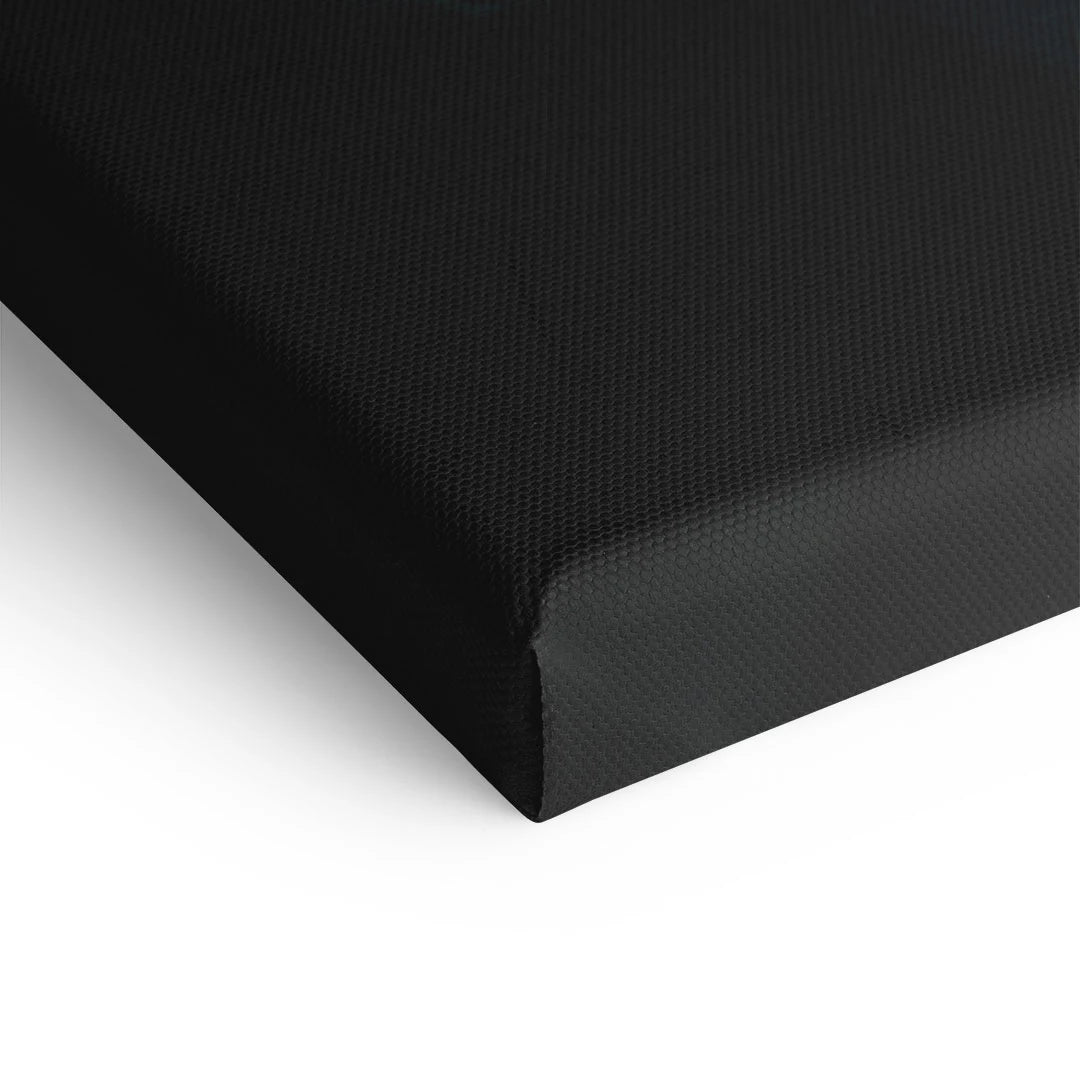 Detailansicht schwarze Leinwandkante modernes Wandbild auf Keilrahmen