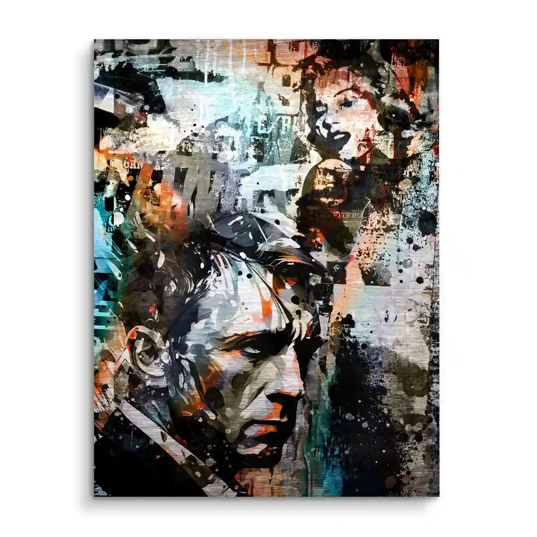 Modernes Wandbild mit abstraktem Männerporträt in bunten Farben, Pop Art Stil
