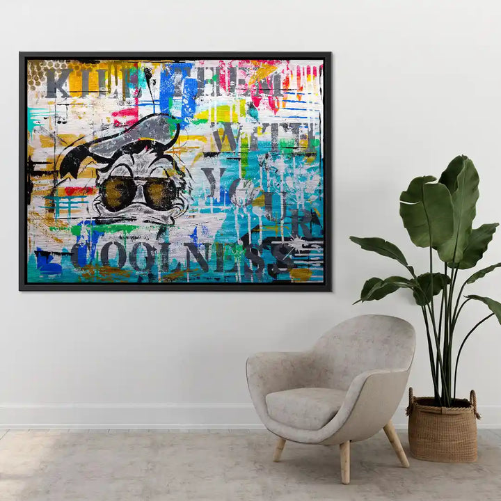 Modernes Wandbild mit Comic-Entenmotiv, bunte Street-Art, Wohnzimmer-Deko, Leinwandkunst