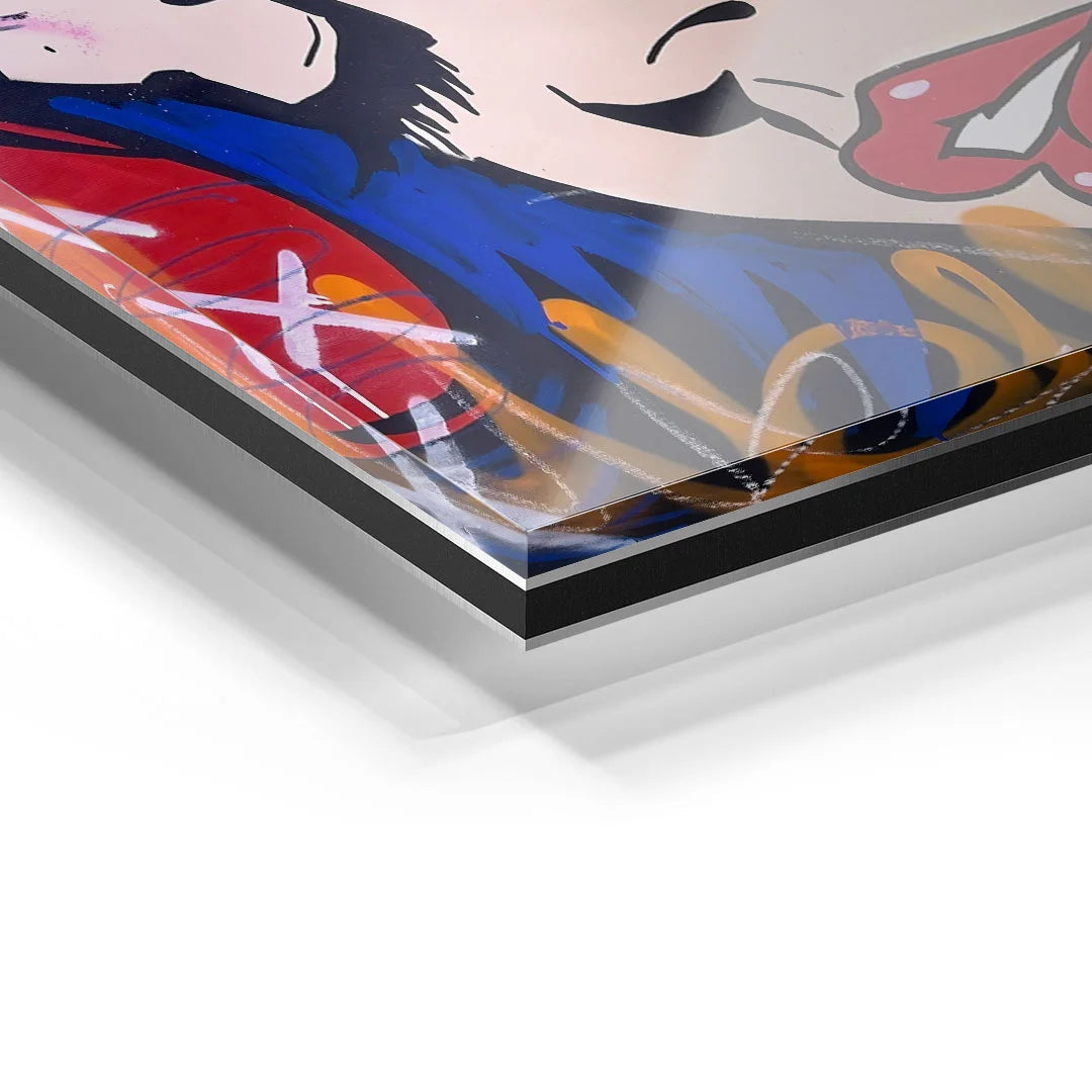 Detailaufnahme Wandbild Crying Girl Pop Art Acrylglas Comic Stil farbenfroh