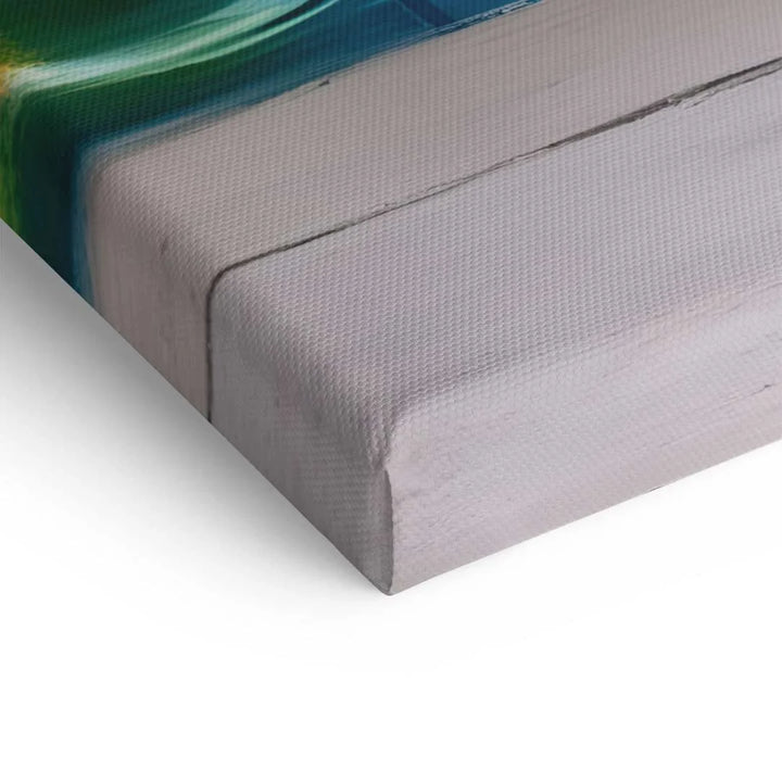 Detailaufnahme eines Wandbilds auf Leinwand, strukturierte Oberfläche, Nahaufnahme