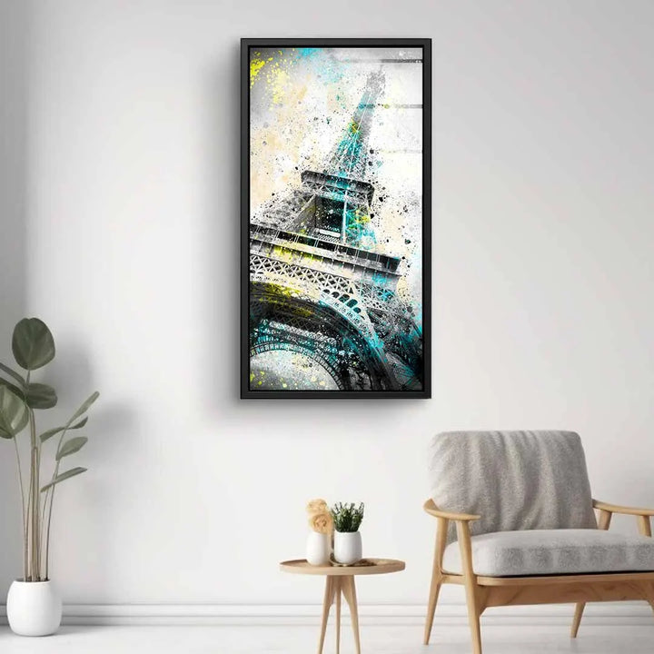 Modernes Wandbild mit kreativem Eiffelturm-Motiv in abstrakter Kunst für Wohnzimmer