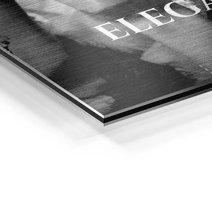 Detailaufnahme Wandbild Elegant Grey, gebürstete Aluminium-Oberfläche, modernes Kunstdesign