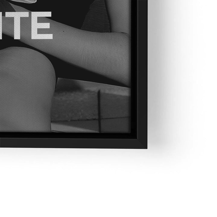 Schwarz-weiß Wandbild auf Leinwand mit modernem Motiv und schwarzem Rahmen