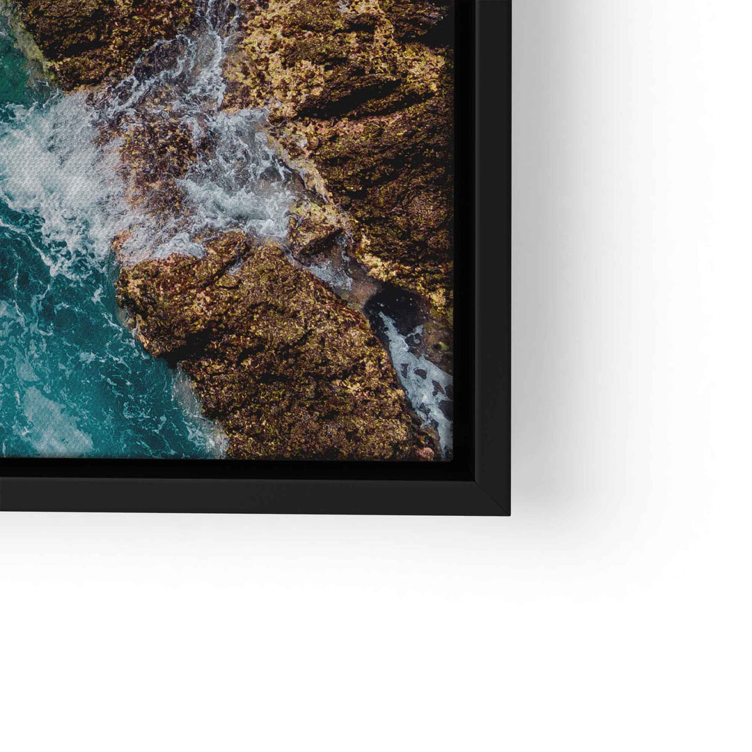 Leinwandbild mit Felsen im Meer und türkisblauem Wasser, Natur Wanddeko
