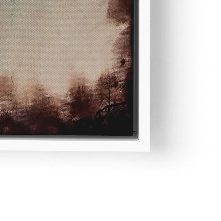 Abstraktes Wandbild in Braun- und Beigetönen mit weißem Rahmen, moderne Kunst