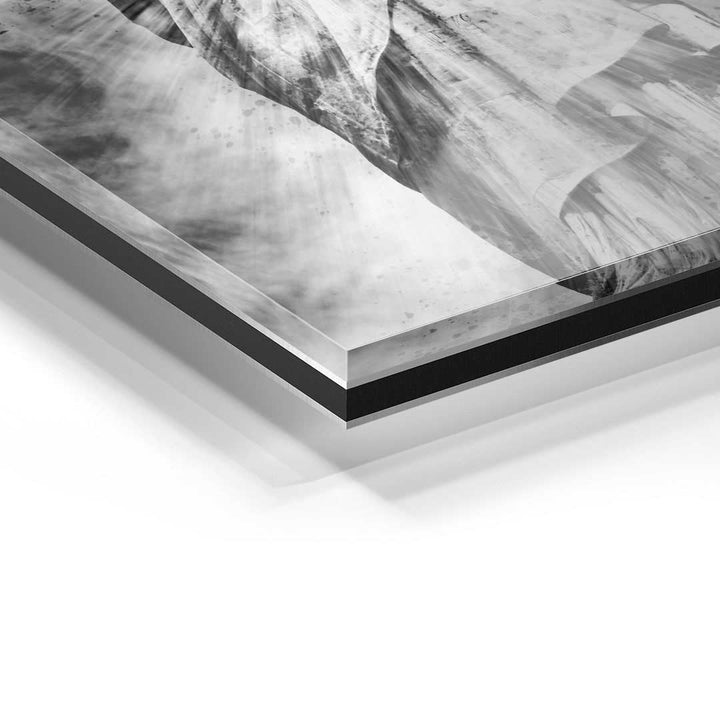 Detailaufnahme Wandbild Freiheitsstatue auf Acrylglas, moderne Kunst in Schwarz-Weiß