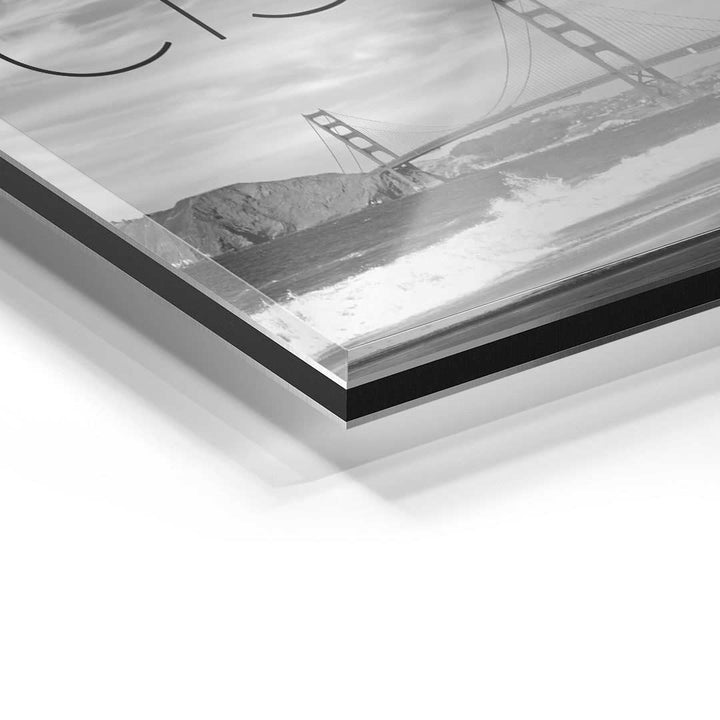Detailaufnahme Acrylglas Wandbild Brücke Meeresmotiv modern schwarz-weiß Kunst
