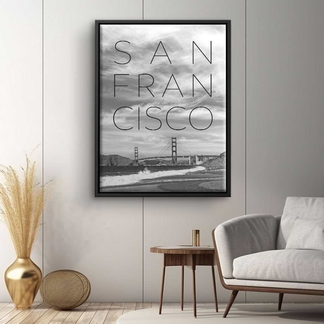 Modernes Wandbild Golden Gate Bridge San Francisco, schwarz-weiß, Wohnzimmer-Deko