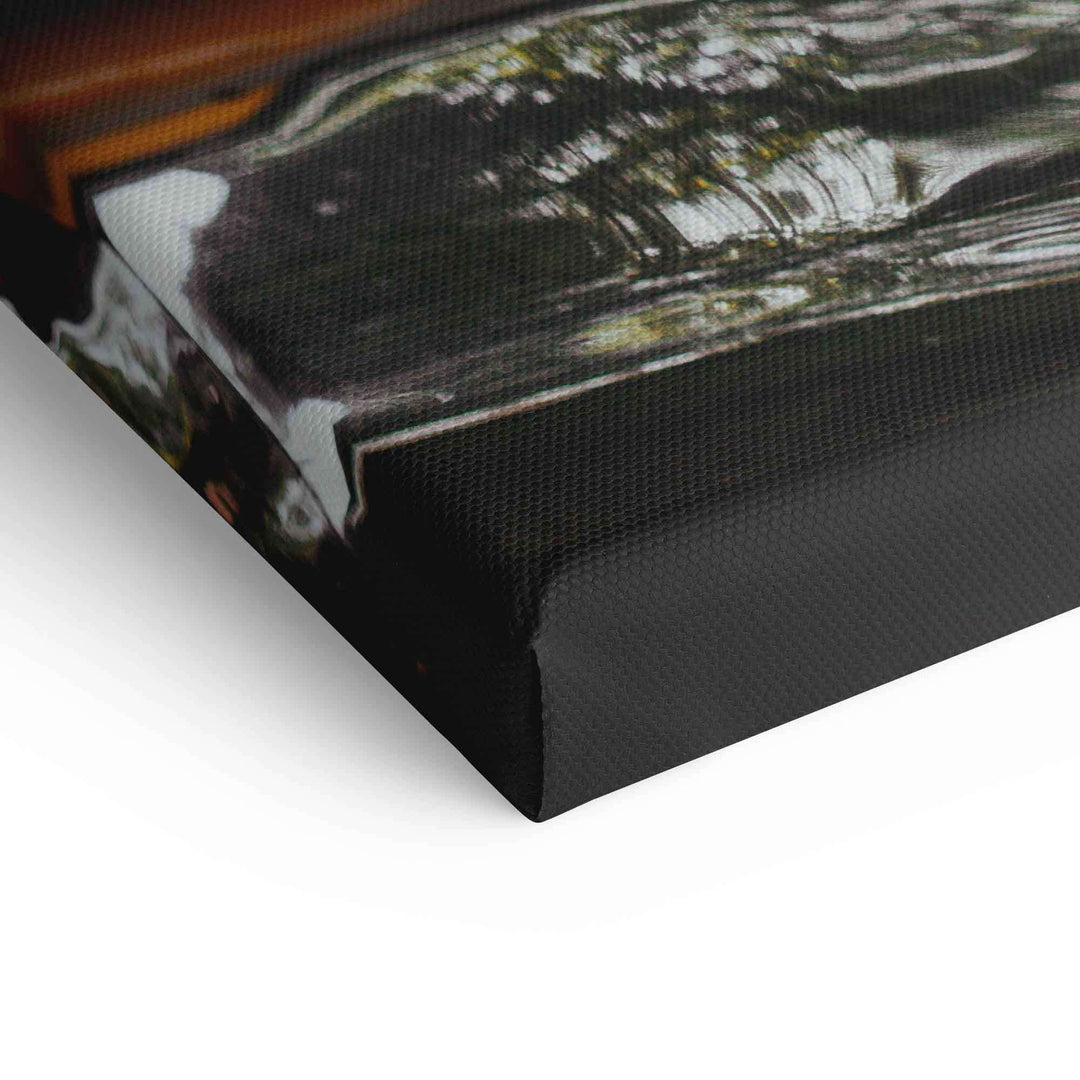 Detailansicht Leinwand mit Motiv Gelber Oldtimer, hochwertige Textur, Wandbild-Kunst