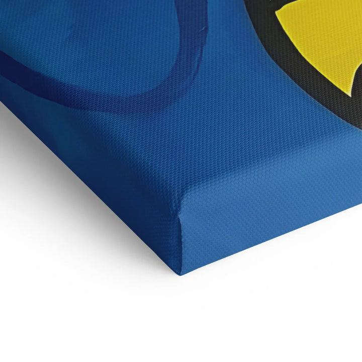 Leinwanddruck Detailansicht, blaues Wandbild mit gelbem Akzent, strukturierte Oberfläche