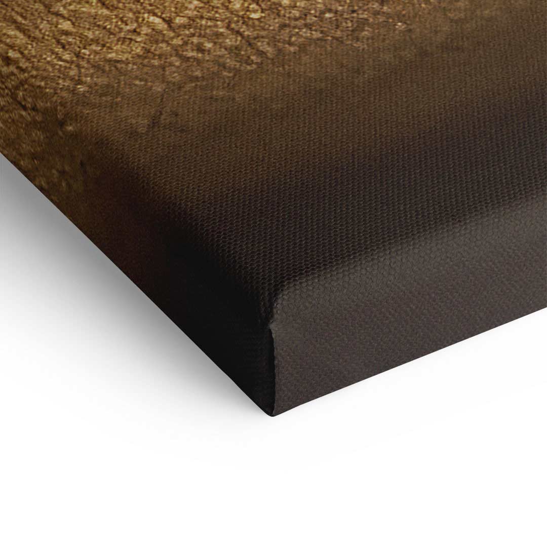 Detailaufnahme Leinwandbild mit goldener, glänzender Struktur und matter Oberfläche
