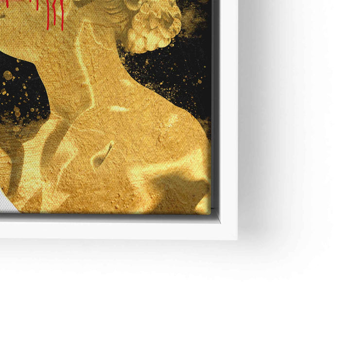 Modernes Wandbild mit goldener Frauenstatue und schwarzem Hintergrund, Kunst Leinwand