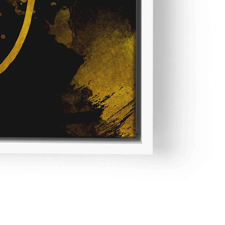 Modernes Wandbild mit abstraktem, goldenen Finger auf schwarzem Hintergrund, Motivationskunst