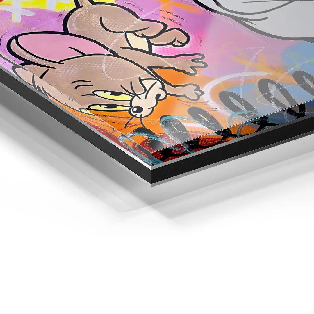 Acrylglas-Wandbild mit Comic-Motiv, bunter Pop Art Hintergrund, moderne Kunst