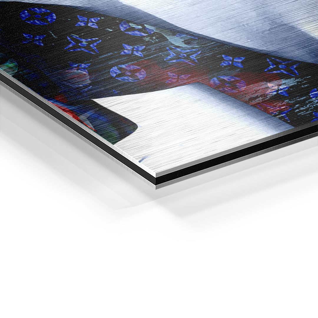Detailansicht modernes Wandbild auf Aluminium mit farbigem Pop Art Muster