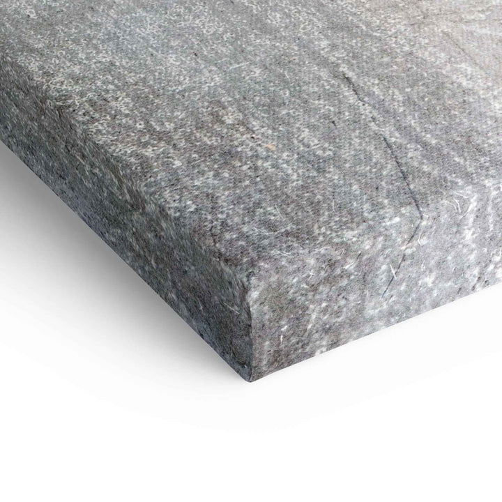 Detailansicht einer grauen Leinwandstruktur, modernes Wandbild Material Nahaufnahme