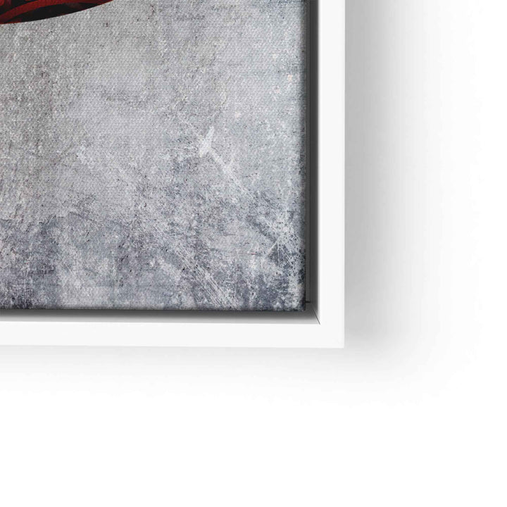 Detailansicht eines modernen Graffiti-Lippen Wandbilds mit Textur und weißem Rahmen