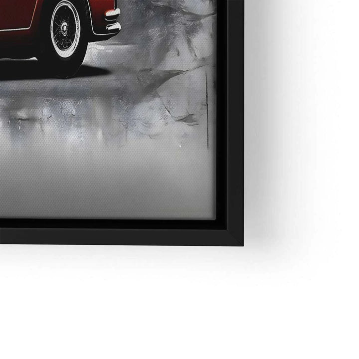 Wandbild mit grauem Ferrari GTO, modernes Kunstmotiv auf Leinwand mit schwarzem Rahmen