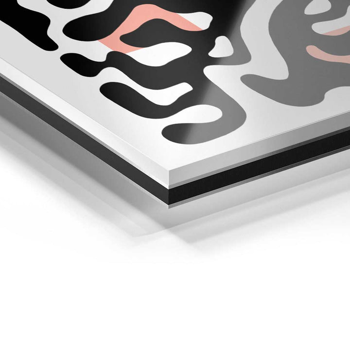 Detailansicht Acrylglas Wandbild mit abstraktem schwarzen und rosa Muster