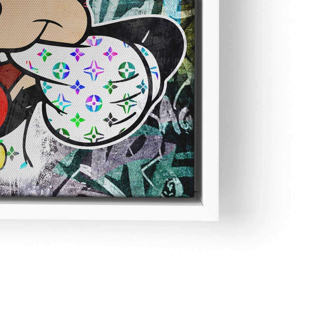 Comic-Wandbild mit Micky Maus, bunte Pop Art Muster, moderne Street-Art Optik