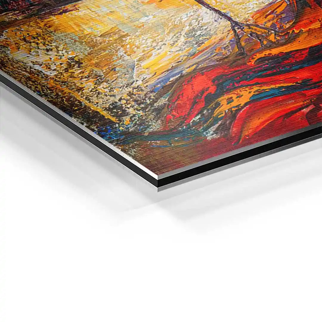 Detailansicht modernes Wandbild mit Klaviermotiv, bunte Acrylfarben, Aluminium-Druck