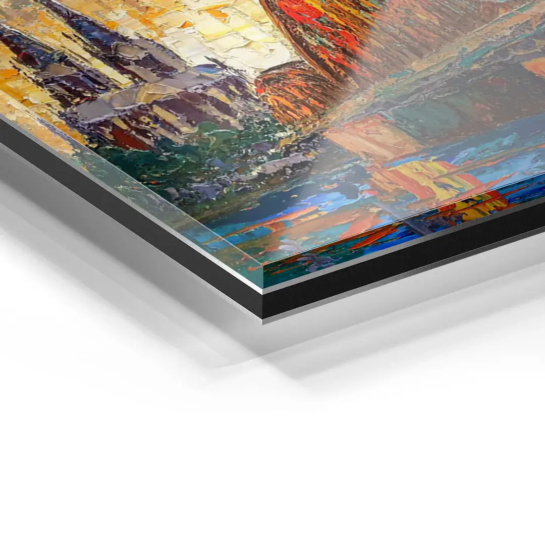 Detailansicht Acrylglas Wandbild Köln Hohenzollernbrücke mit Dom, bunte Kunst